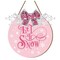 Pink Let It Snow Wooden Hanging Sign Xmas Winter Snowflake Door Wreath Decor with Bow Berries for Indoor Outdoor Home Farmhouse Porch Wall Window Decor Christmas Welcome Sign